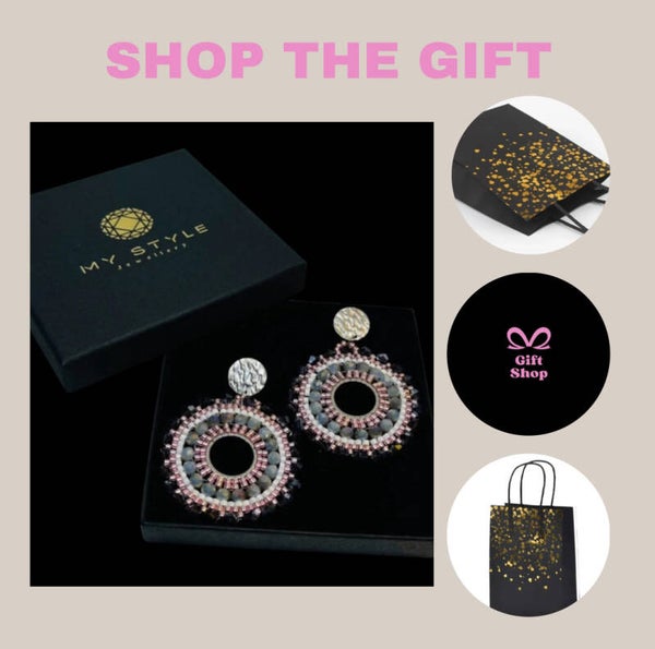 Ready to gift Statement earrings bold & elegant Silver - purple lilac