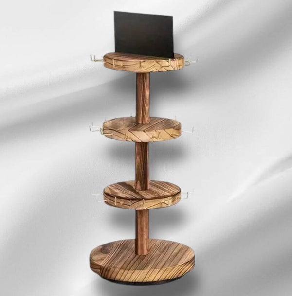 Luxe sieraden display draai carousel teak hout B2B110