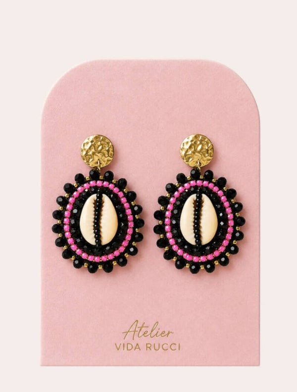 Shell Pink Noir Earrings