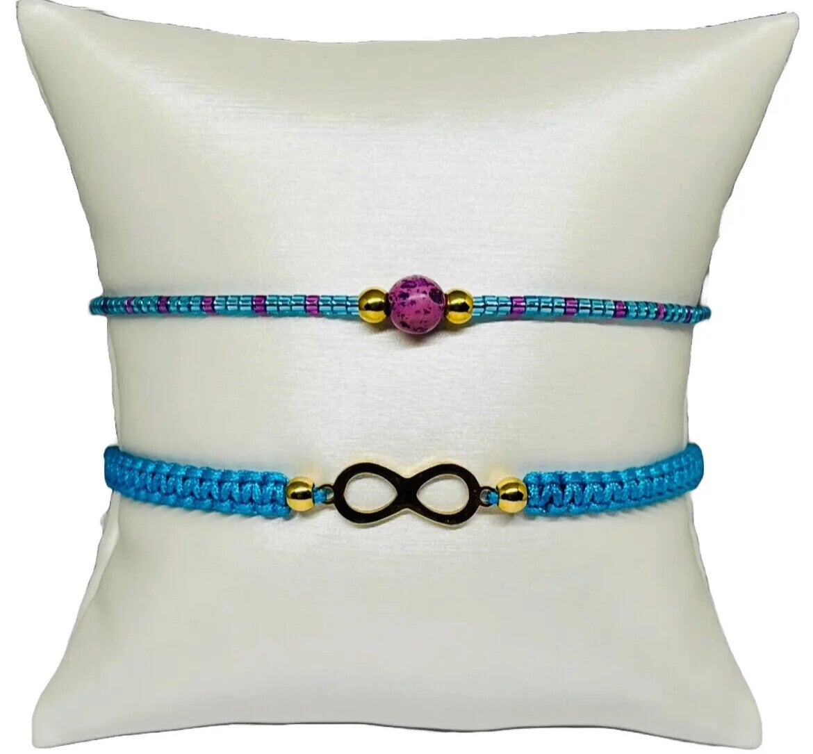 Armbandenset infinity met keizerlijke zee sediment en gouden kralen