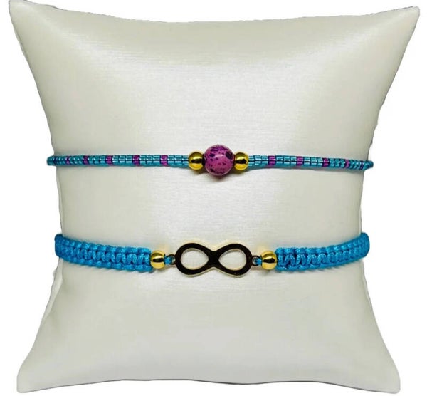 Armbandenset infinity met keizerlijke zee sediment en gouden kralen