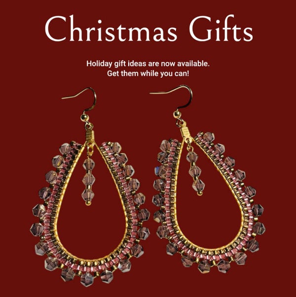 Statement earrings purple gold