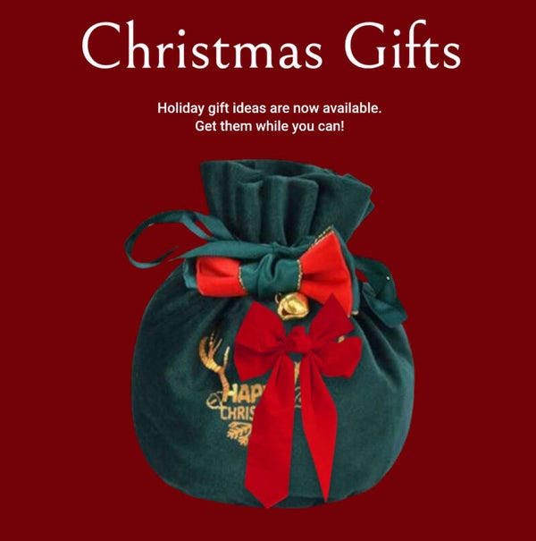 Gift bag velvet Happy Christmas green red