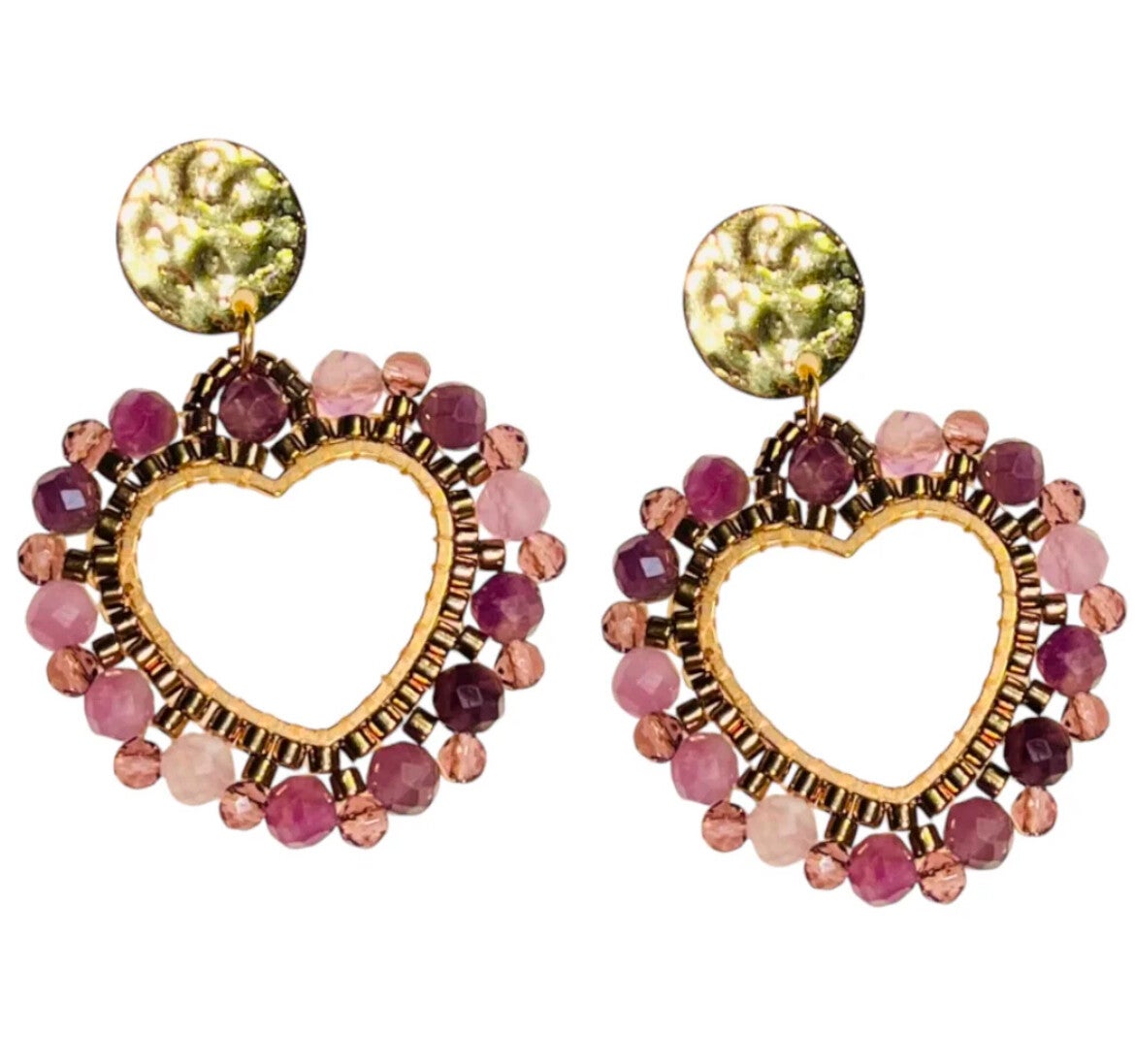 Natuursteen oorbellen amethist Royal heart