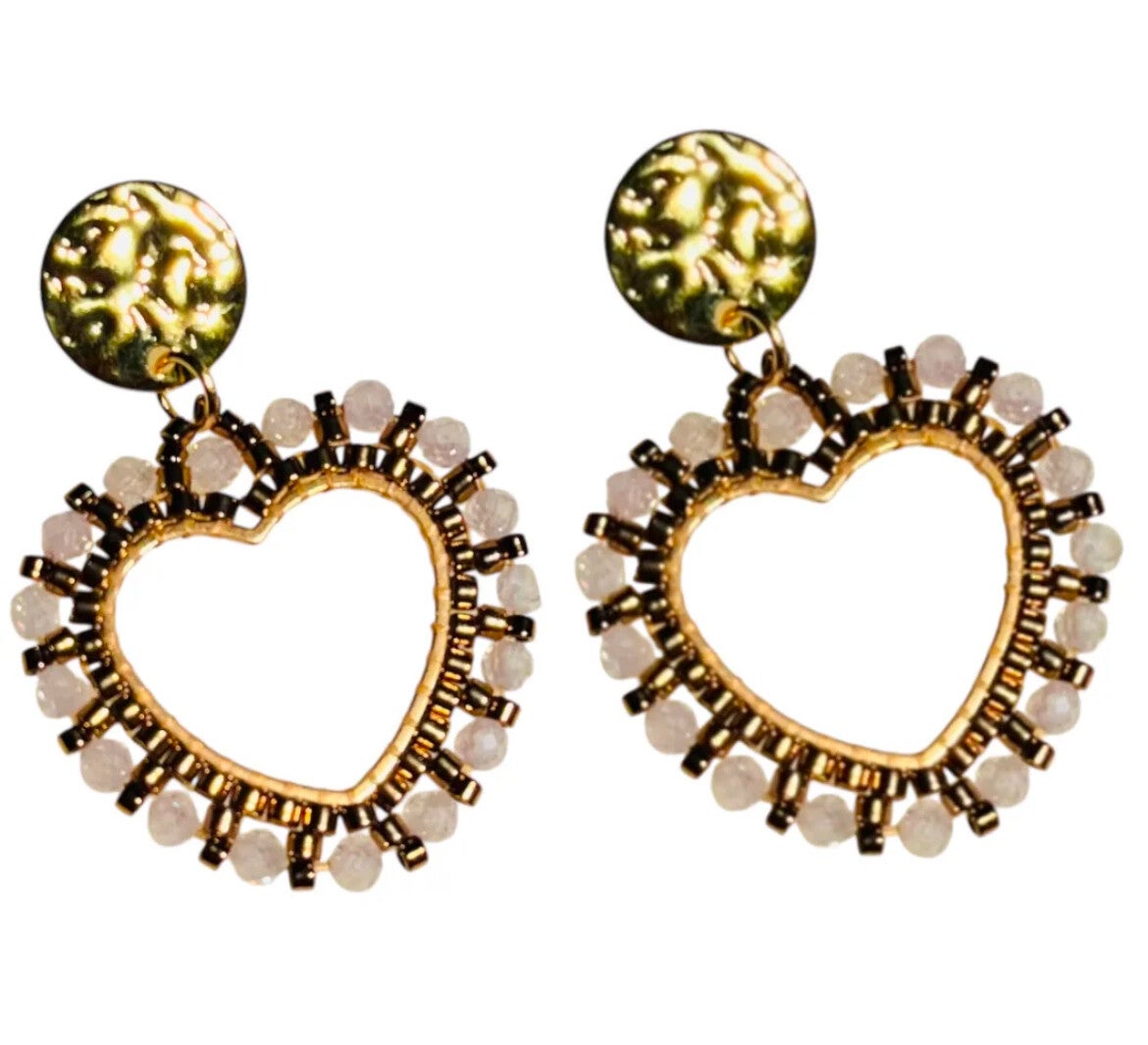 Natuursteen oorbellen maansteen Royal heart