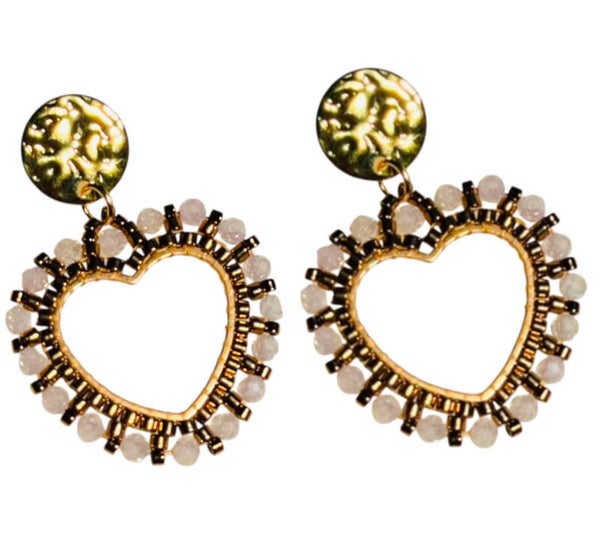 Natuursteen oorbellen maansteen Royal heart