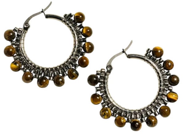 Natuursteen oorbellen tiger eye