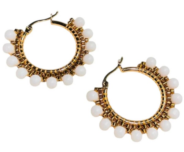 Natuursteen oorbellen witte agaat