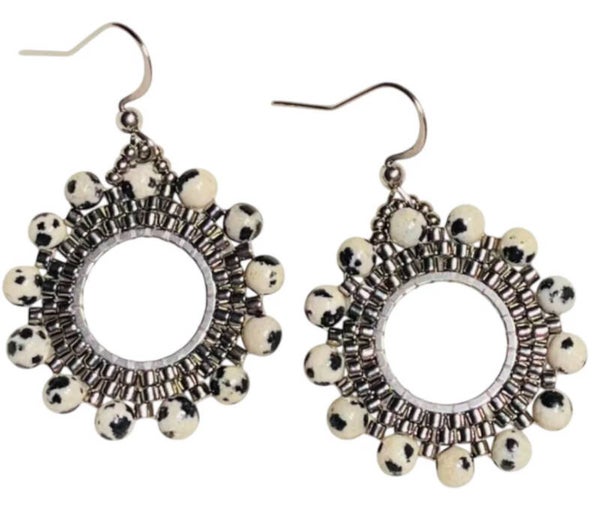 Natuursteen oorbellen dalmatiër jasper