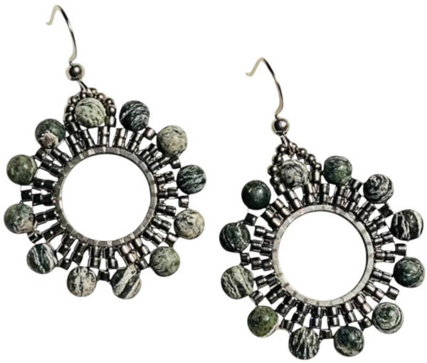 Natuursteen oorbellen zebra jasper