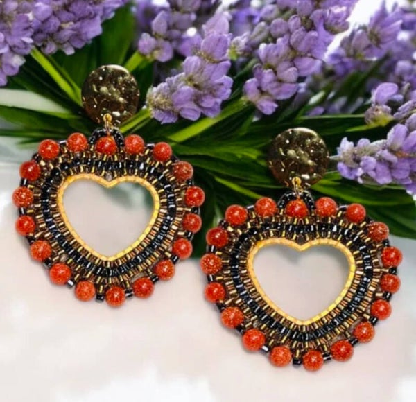 Natuursteen oorbellen zandsteen Royal heart