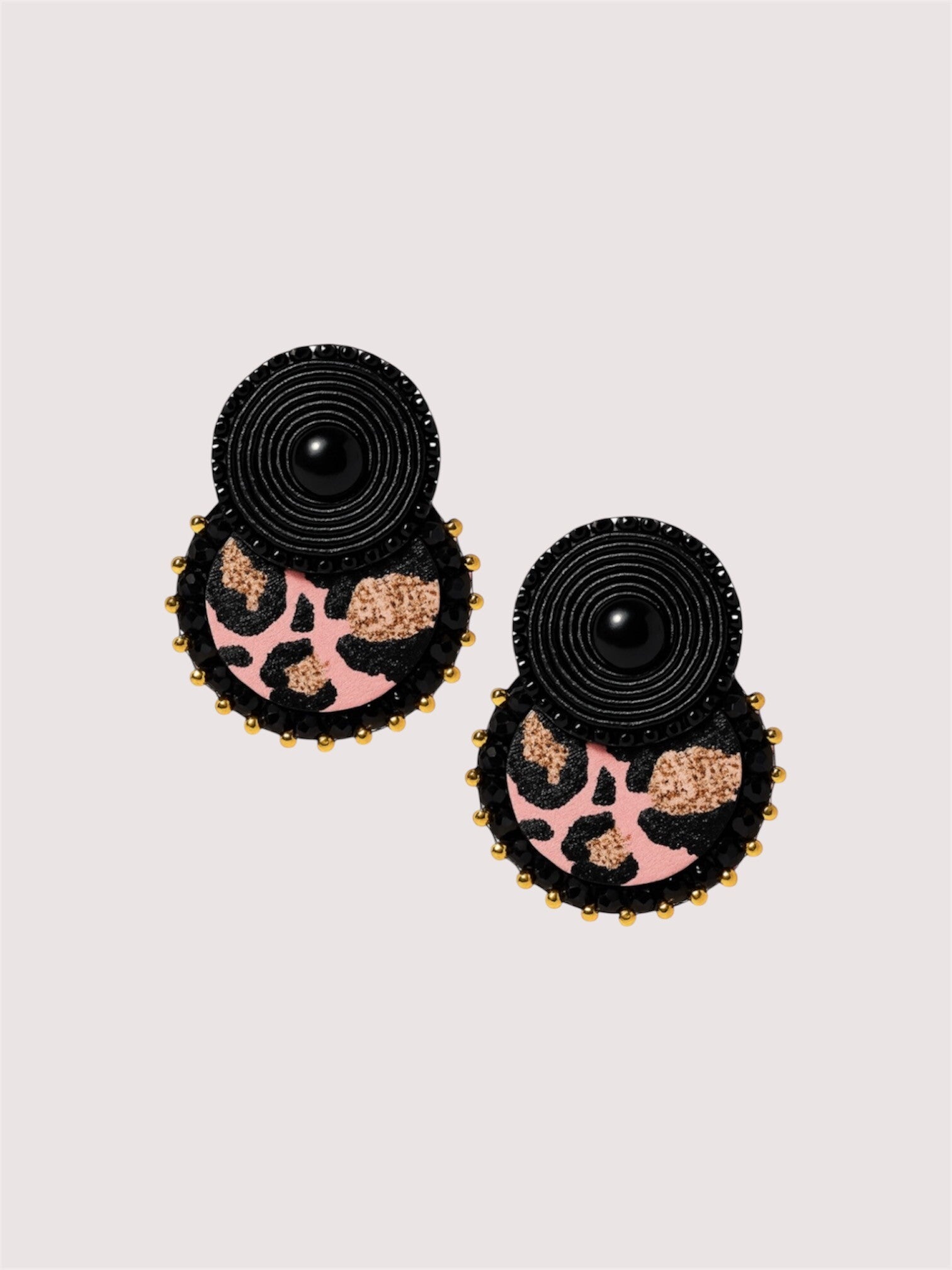 Statement oorbellen Noir golden leopard