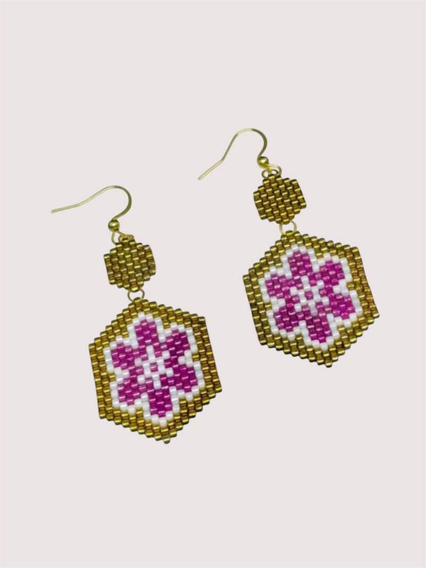 Statement oorbellen floral flower roze