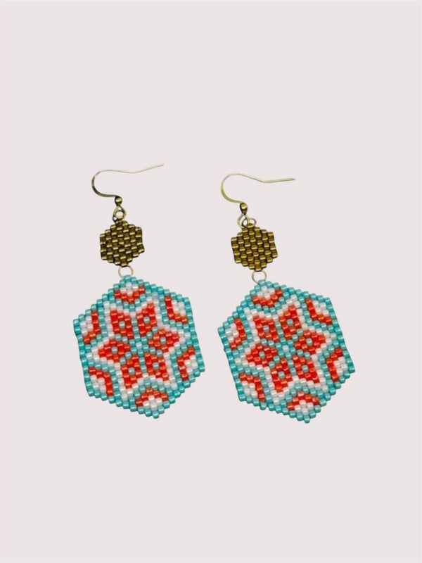 Statement oorbellen met ster design turquoise oranje