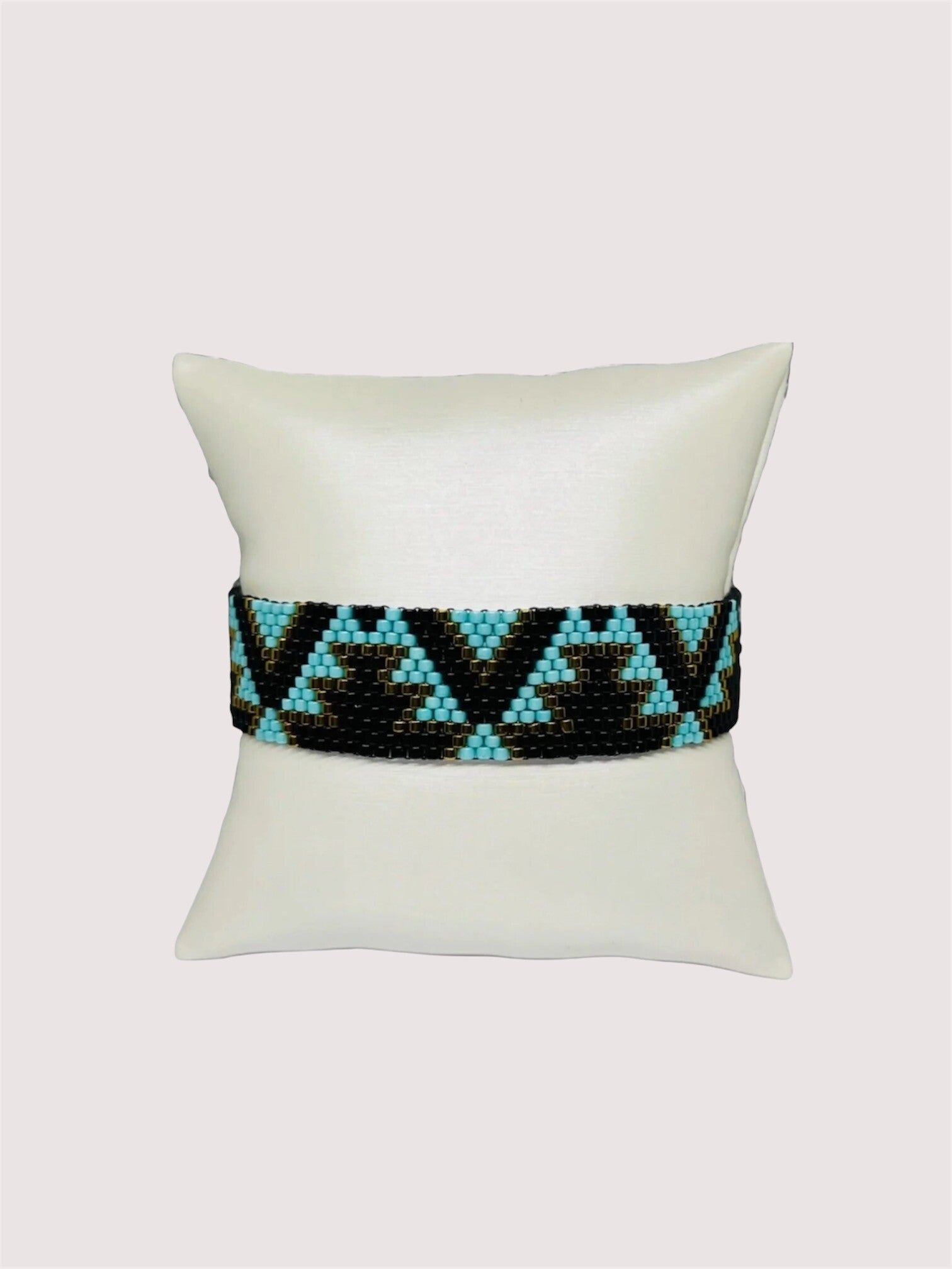 Kralenarmband Miyuki Navajo zwart turquoise goud