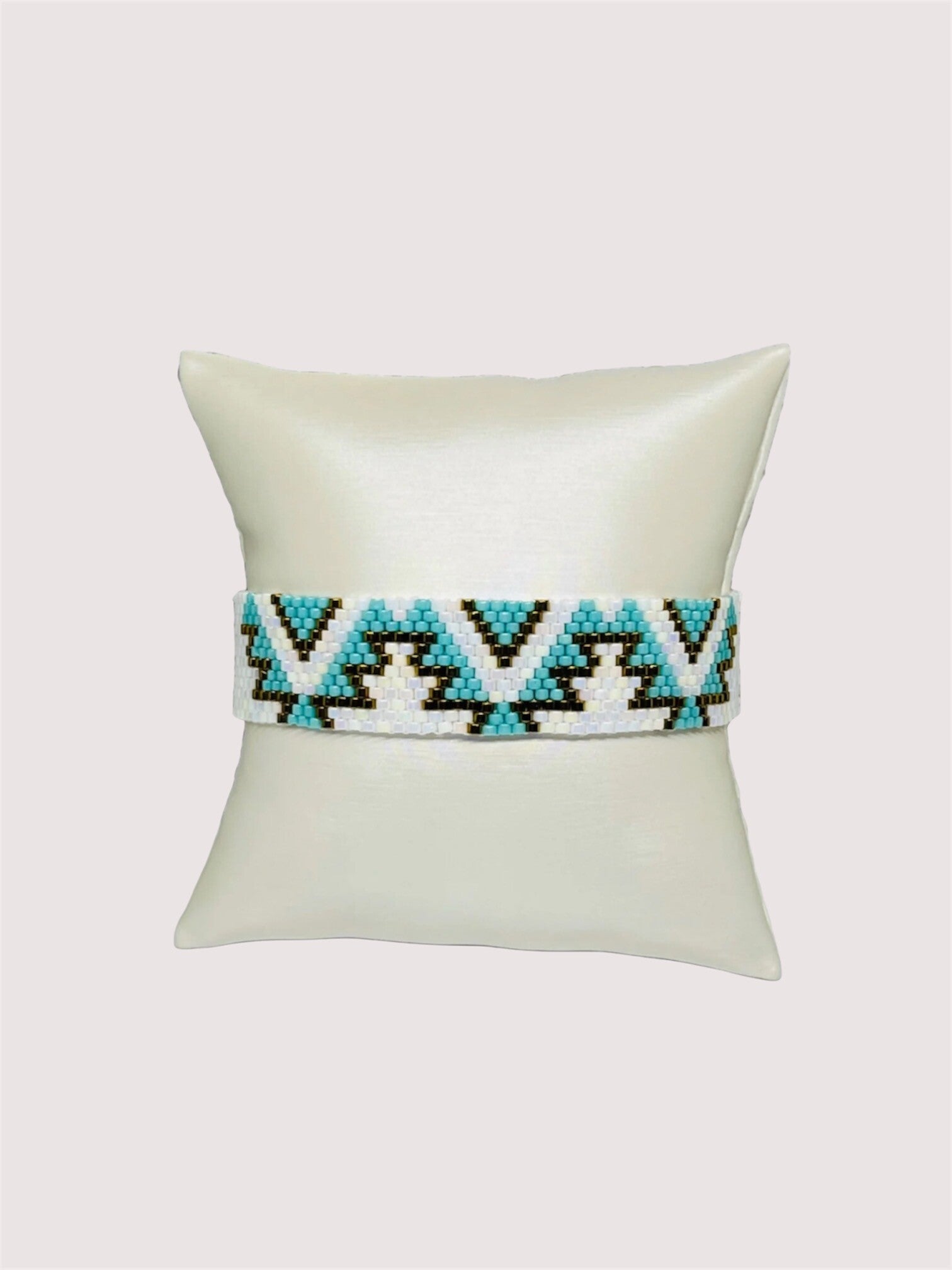 Kralenarmband Miyuki Navajo turquoise wit goud