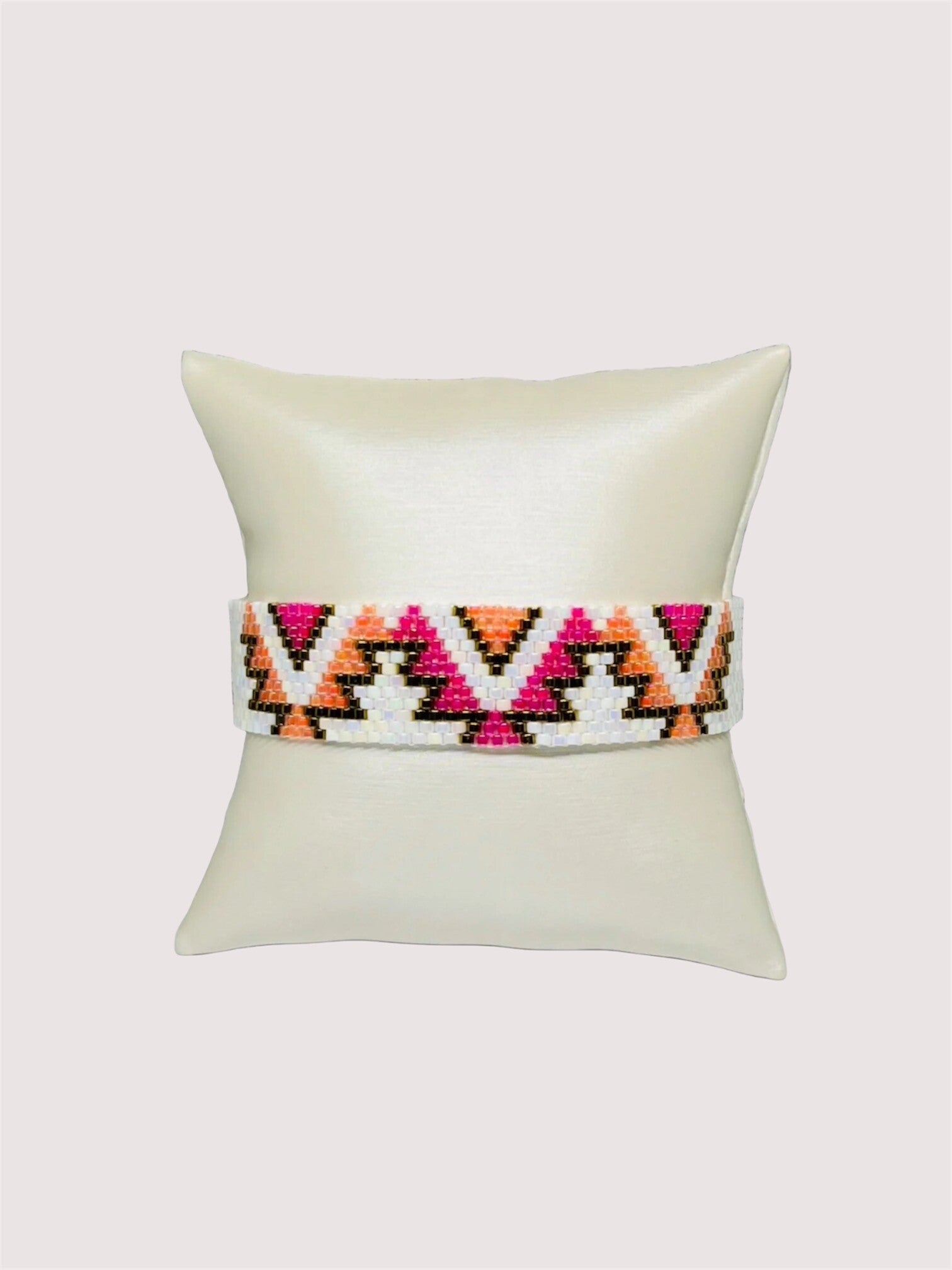Kralenarmband Miyuki Navajo oranje roze wit goud