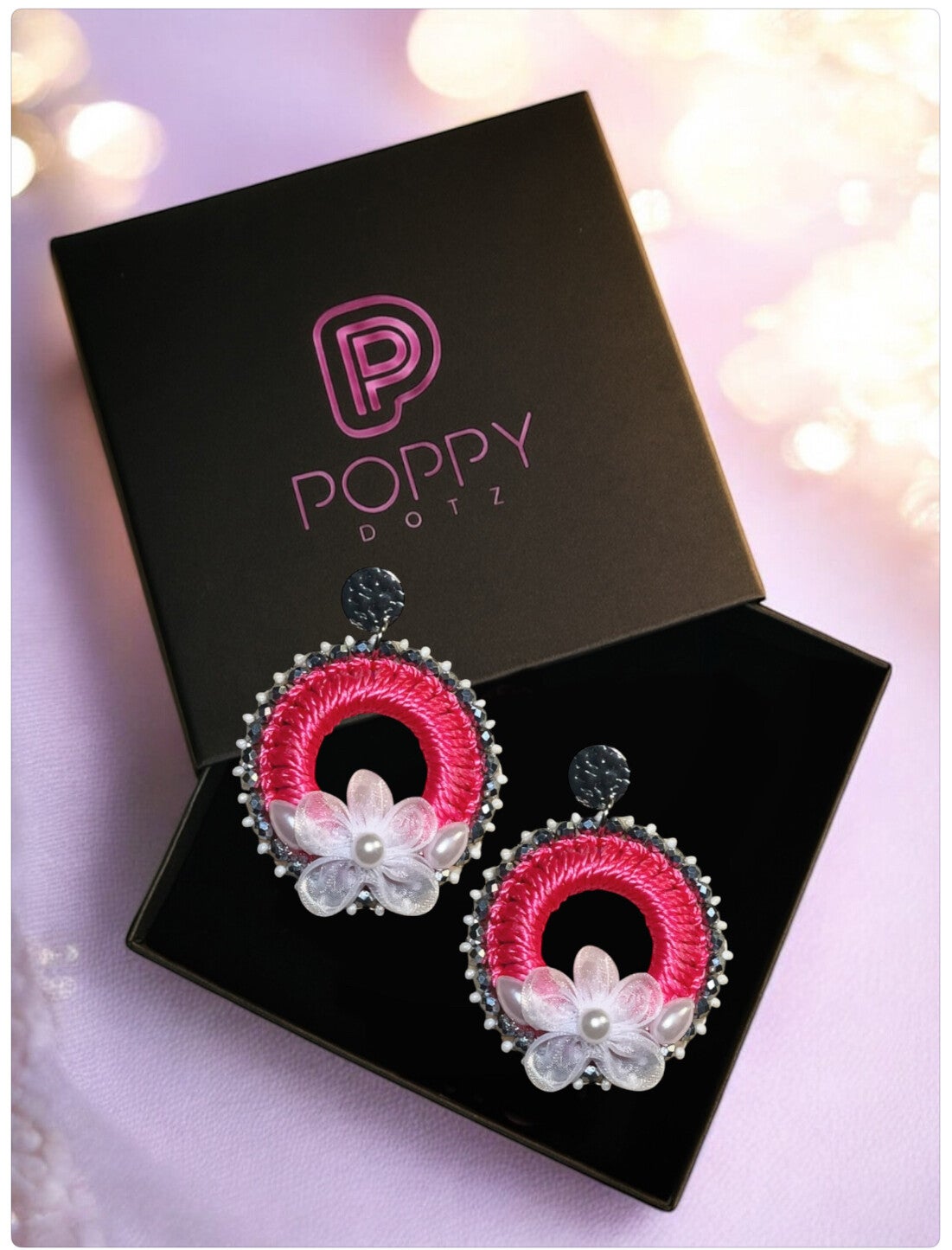 Poppy Dotz statement oorbellen giftset Rose blossom