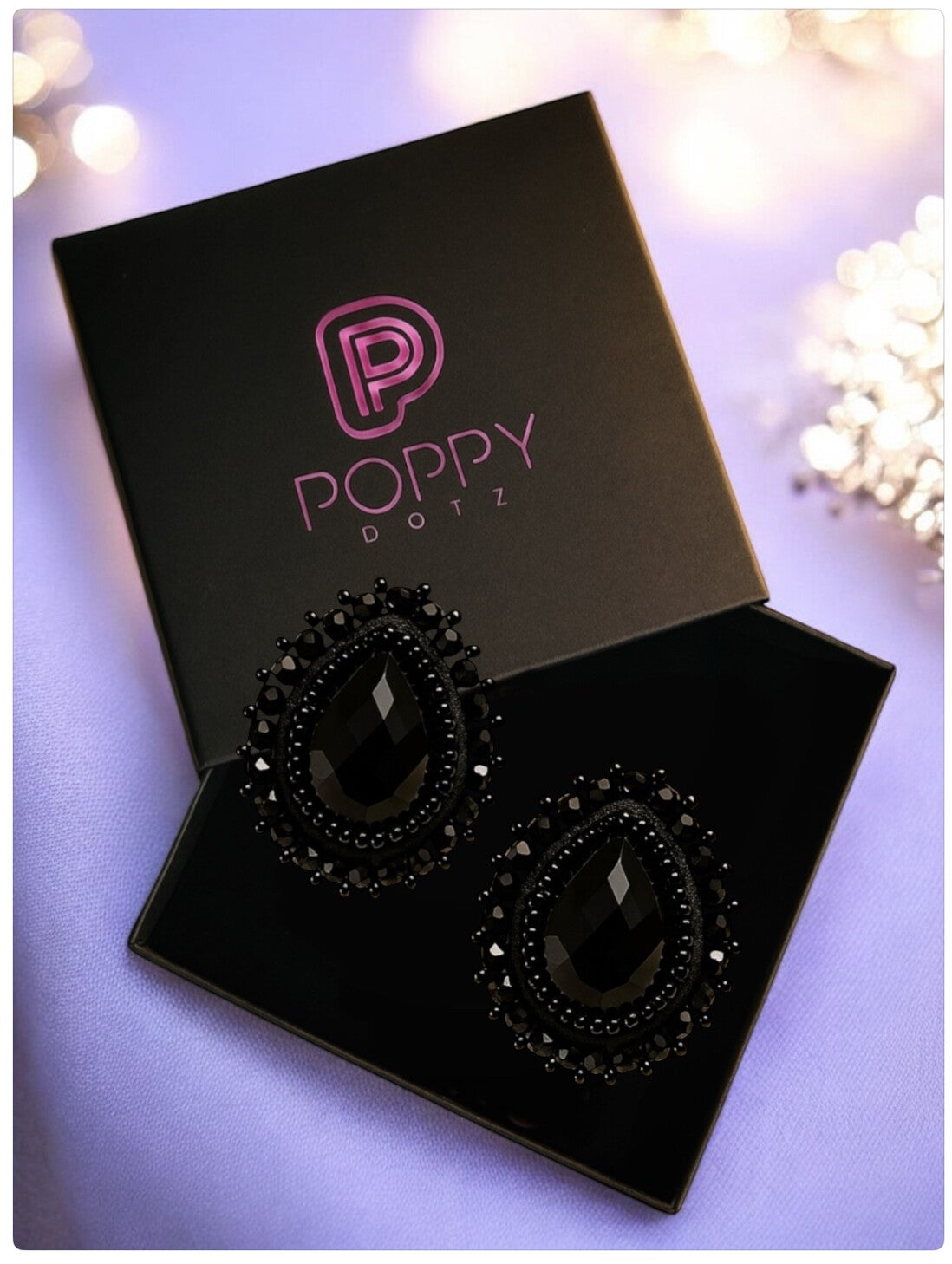 Poppy Dotz statement oorbellen giftset Onyx bloom