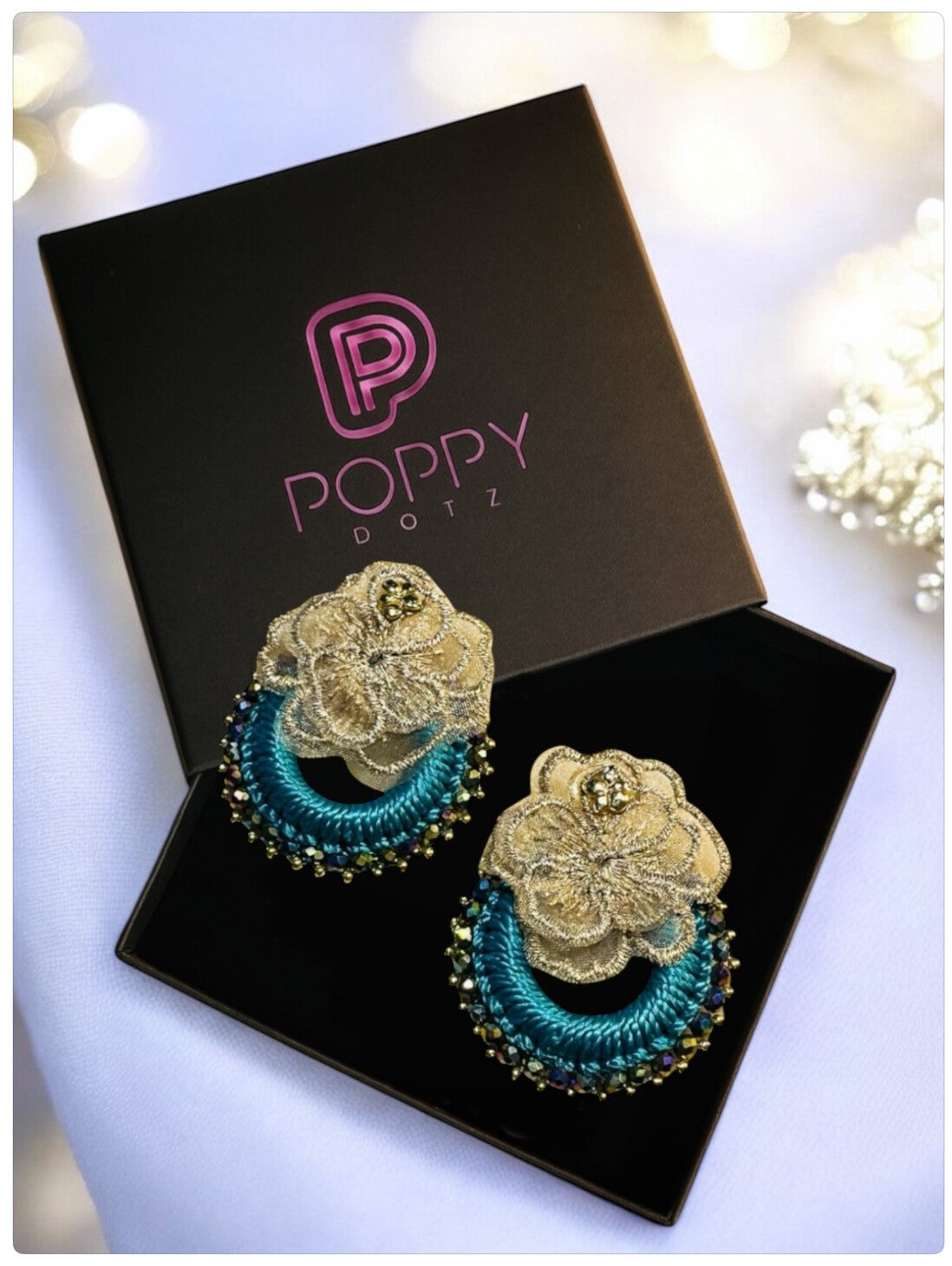 Poppy Dotz statement oorbellen Bluebell dream