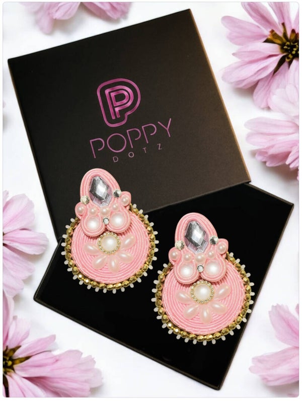 Poppy Dotz statement oorbellen Blush bloom elegance