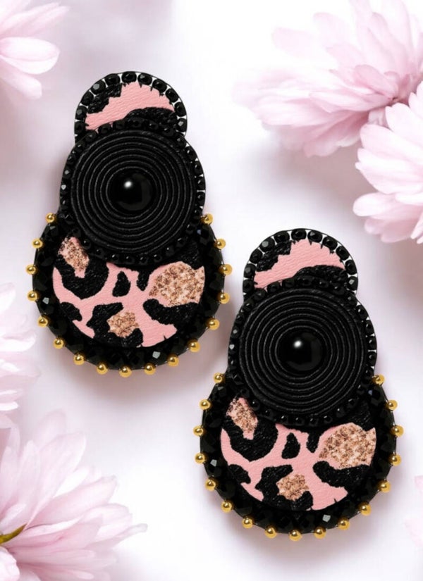 Poppy Dotz statement oorbellen Noir chic leopard