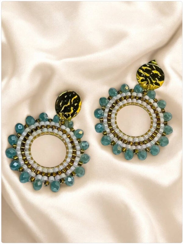 Statement oorbellen circular blauw