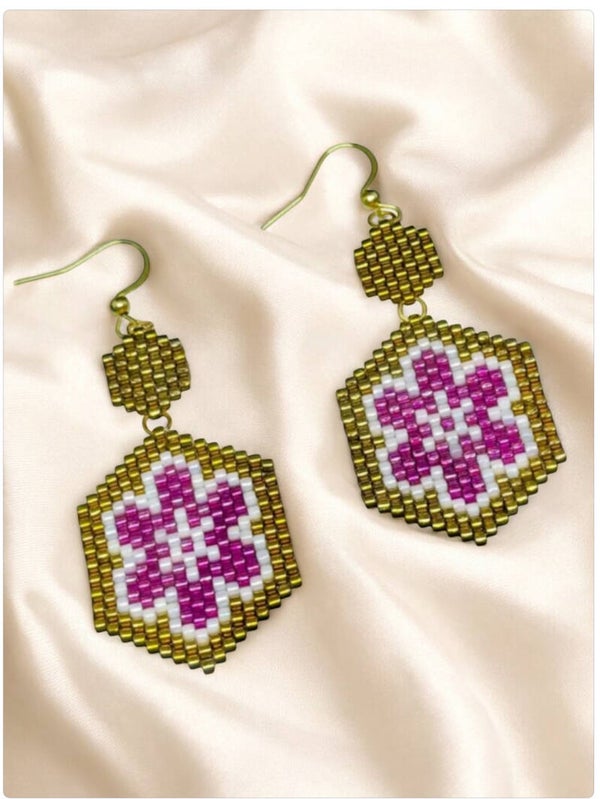 Statement oorbellen floral flower roze