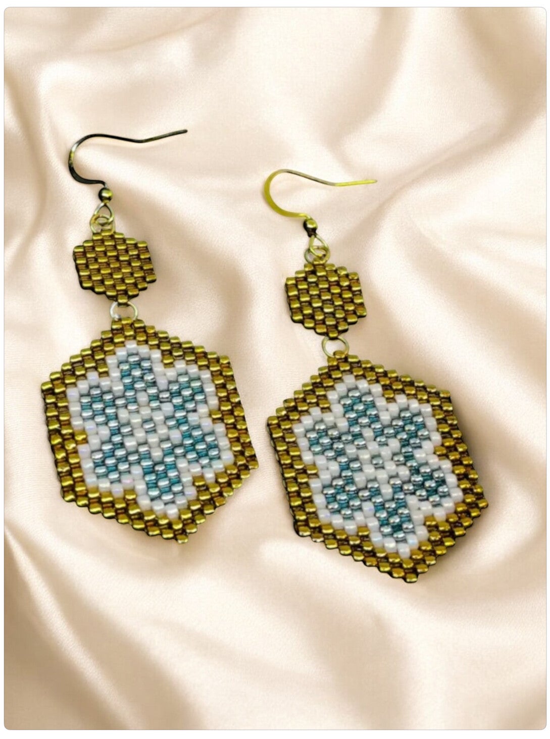 Statement oorbellen floral flower blauw