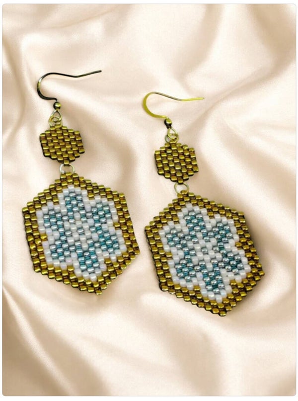 Statement oorbellen floral flower blauw