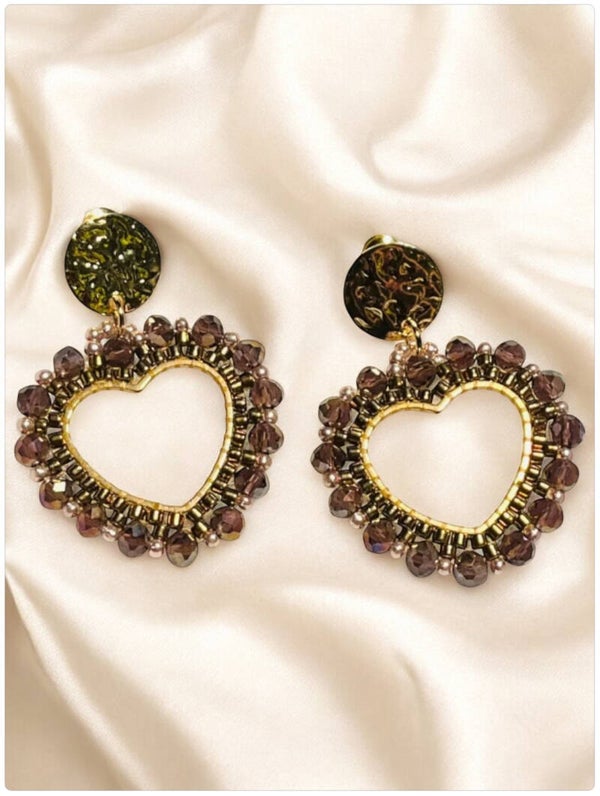 Statement oorbellen lovely heart hydro amethyst