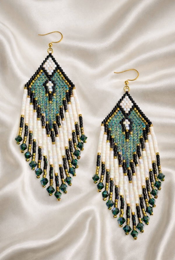 Emerald Spirit Fringe Earrings