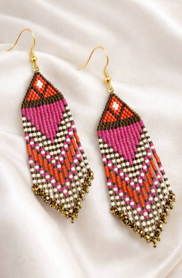 Pink Sunset Fringe Earrings
