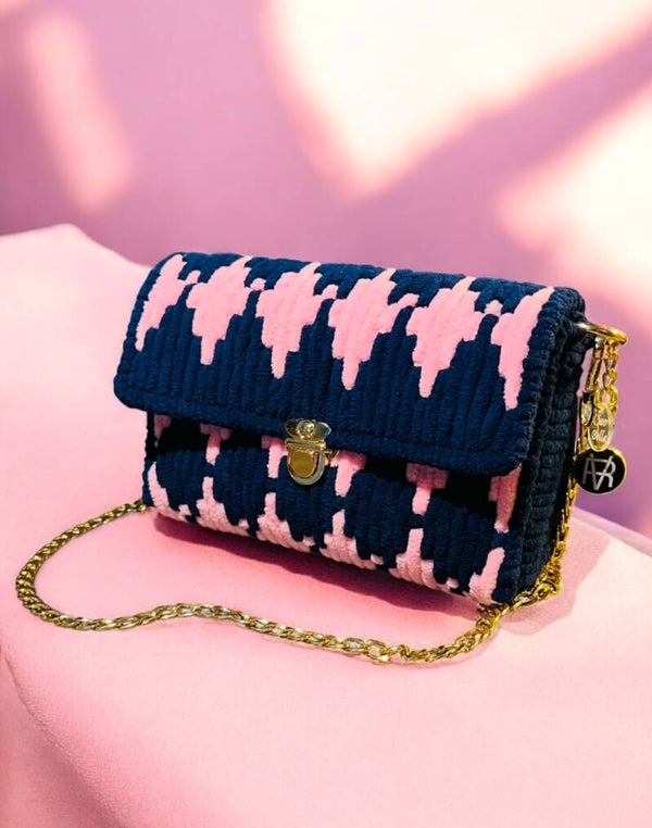 Ciao Bella cross body tas bellissima donker blauw roze