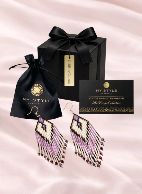 Oorbellen Giftset Boho Fringe Amethyst Spirit