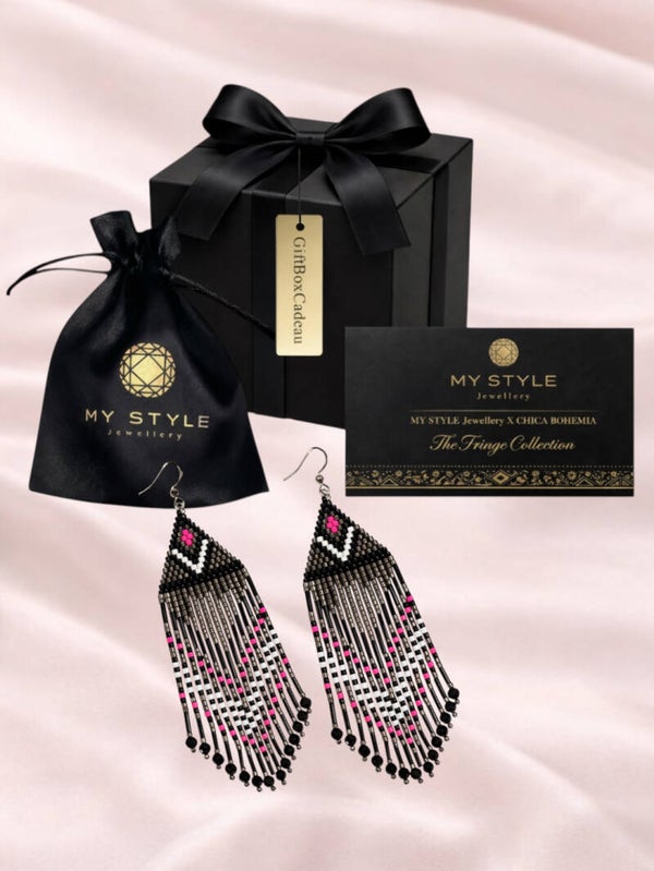 Oorbellen Giftset Boho Fringe Mystic Pink