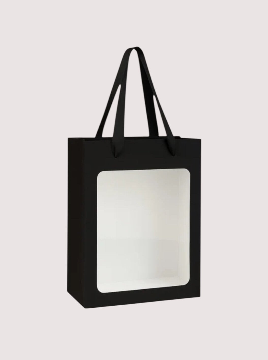 Cadeautas zwart met venster 15 x 10 x 20 cm