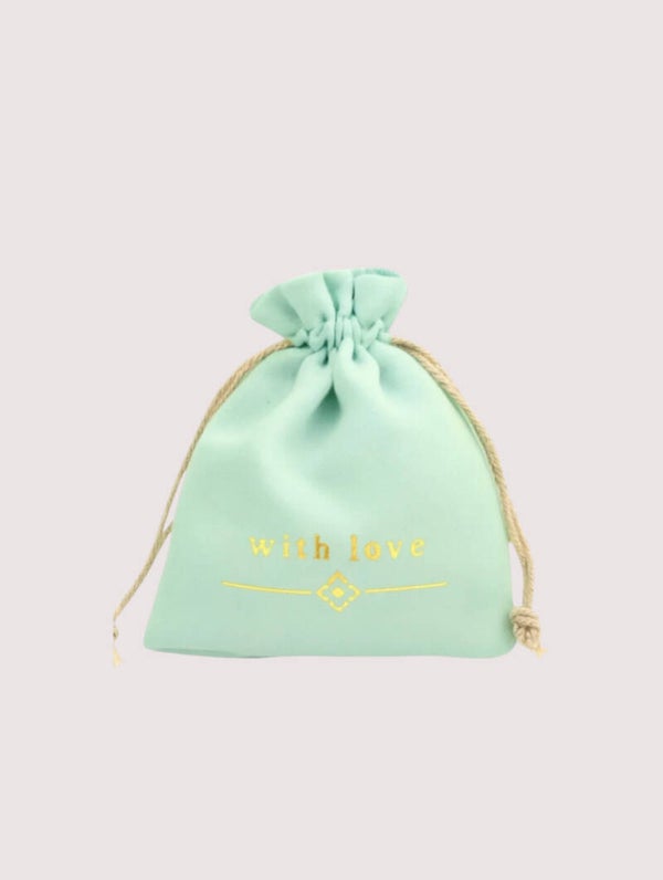 Sieradenzakje With Love Velvet Minty gold 10 x 12 cm