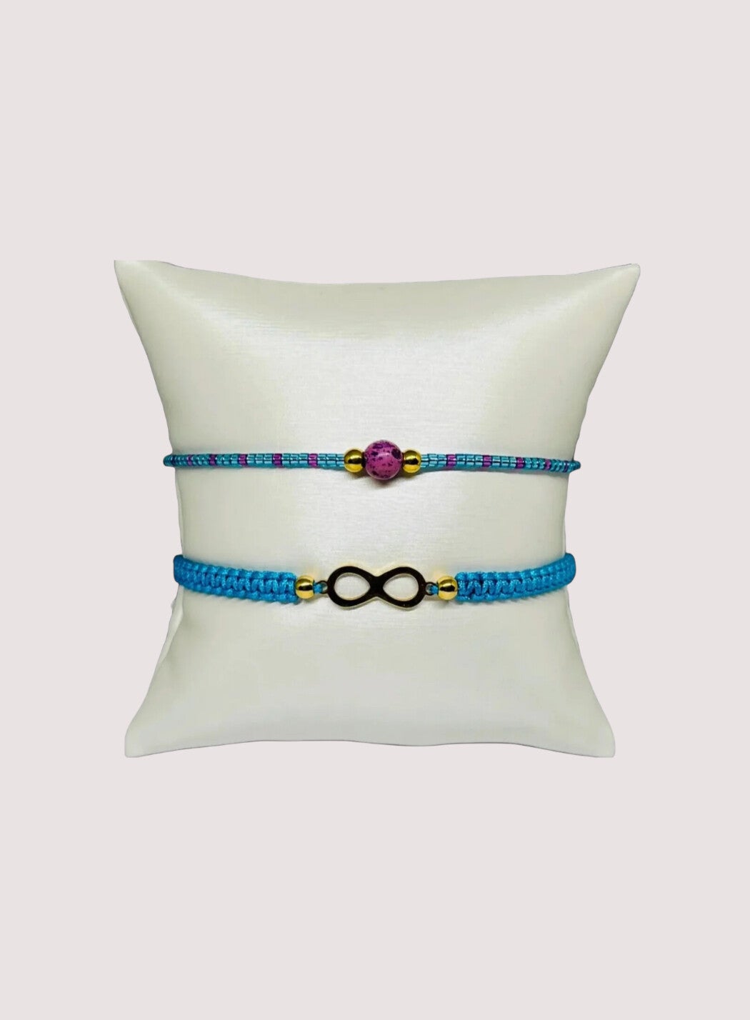 Armbandenset infinity met keizerlijke zee sediment en gouden kralen