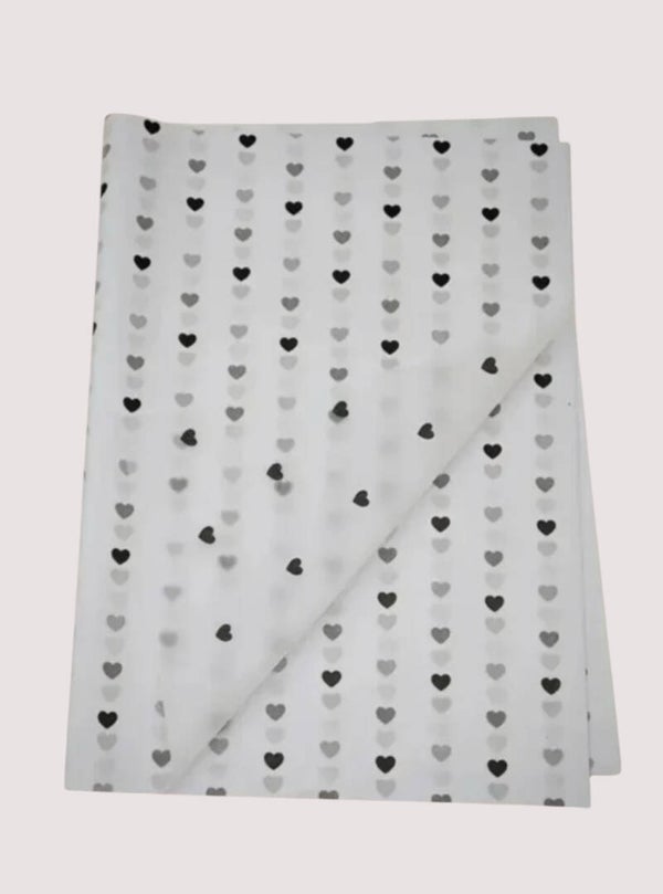 Cadeaupapier hartjes zwart wit 35 x 50 cm