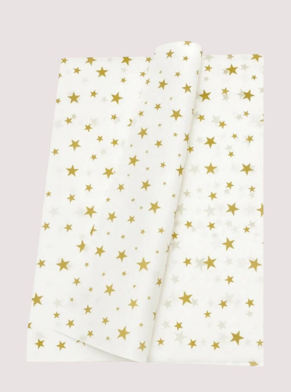 Cadeaupapier ster wit goud 35 x 50 cm