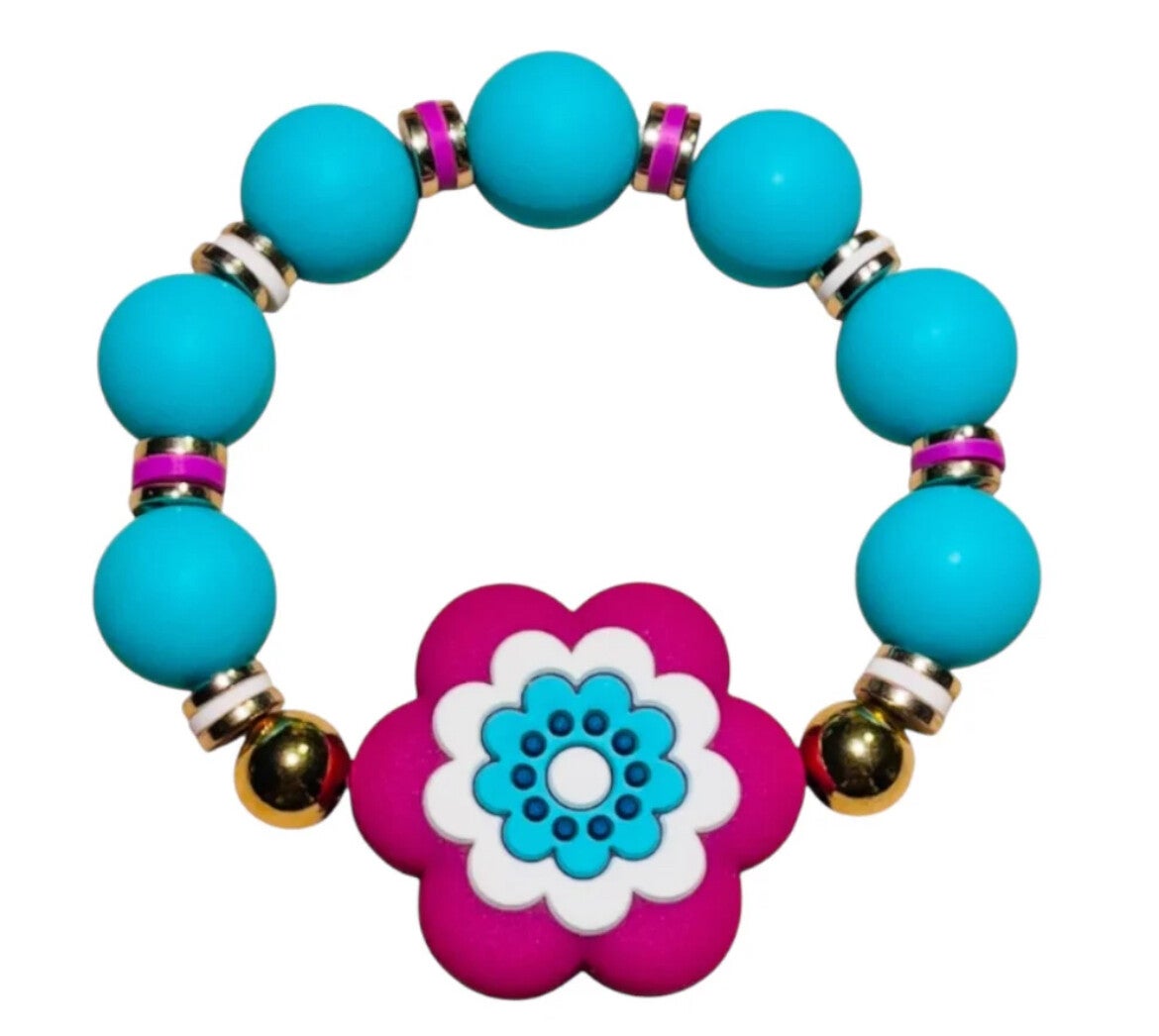 Color Pop kralenarmbandje maken flower met turquoise blauwe siliconen kralen