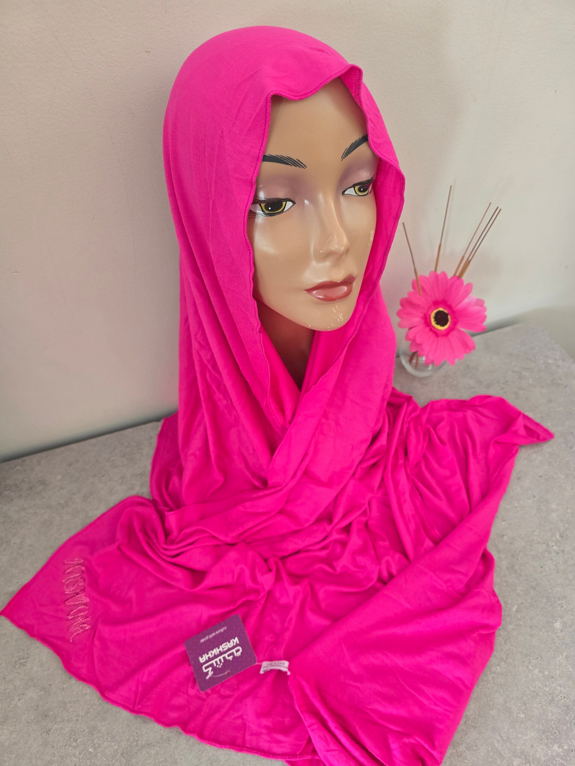 Foulard jersey coton kashkha couleur rose