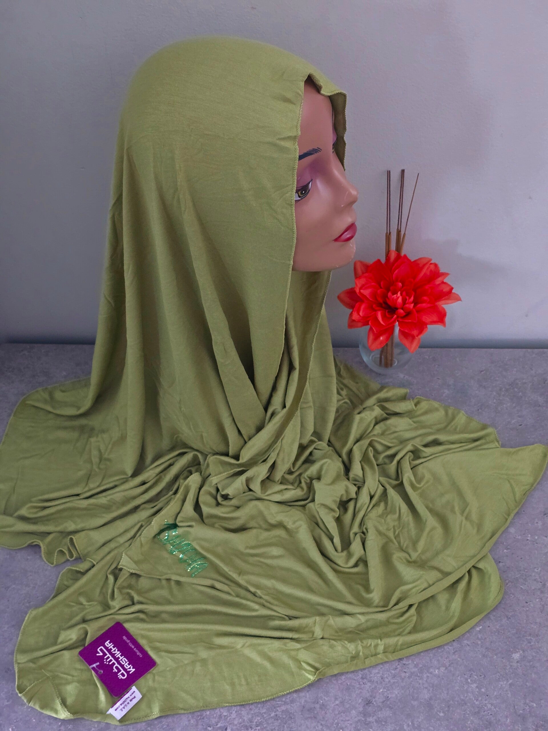 Foulard jersey coton kashkha couleur vert