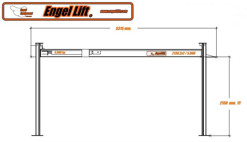 ENGEL-2130.2x2/5000 ;  4-Säulen Heavy Duty QuadroParker Parkhebebühnen:, Zeichnung Höhe x Länge