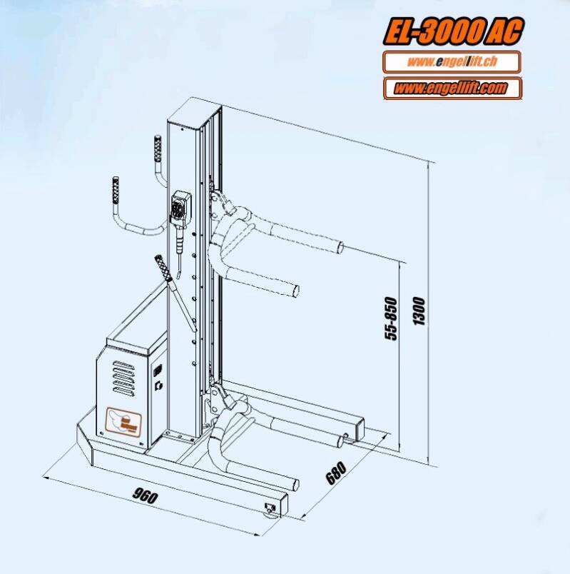 EL-3000 AC; Einsäulen Mobile Hebebühnen:-Zeichnung