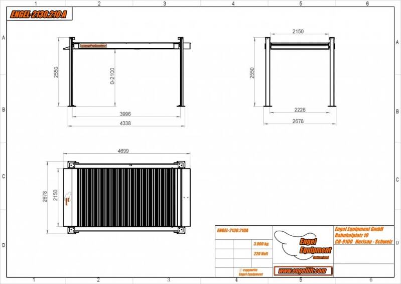ENGEL-2130.210A & ENGEL-2130.210B ; 4-Säulen Heavy Duty Parkhebebühnen:, zeichnung 210A