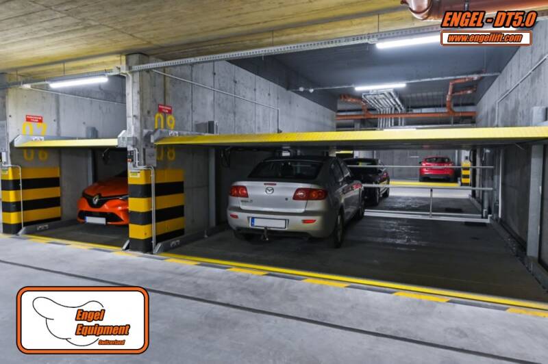 ENGEL-DT5.0 ; Keller QuadroParker Parkhebebühnen, Unterirdische Doppelplattform Parklift.-3