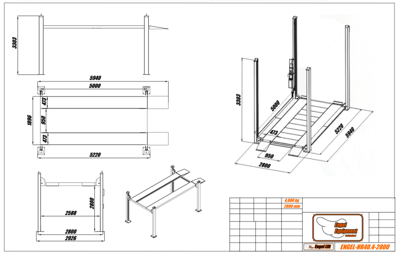ENGEL-HR40.4-2800:  Hubhöhe Unterseite Plattform 280cm.