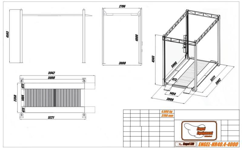 ENGEL-HR40.4-4000:  Hubhöhe Unterseite Plattform 400cm.